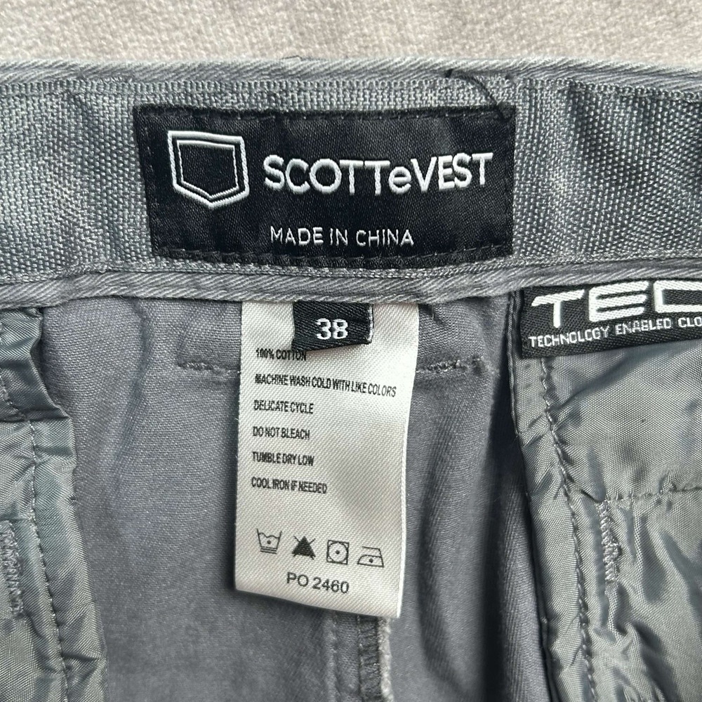 SCOTTeVEST TEC Shorts Mens 38 Travel Pockets Grey Cargo Utility Commuter Carry - Picture 4 of 8